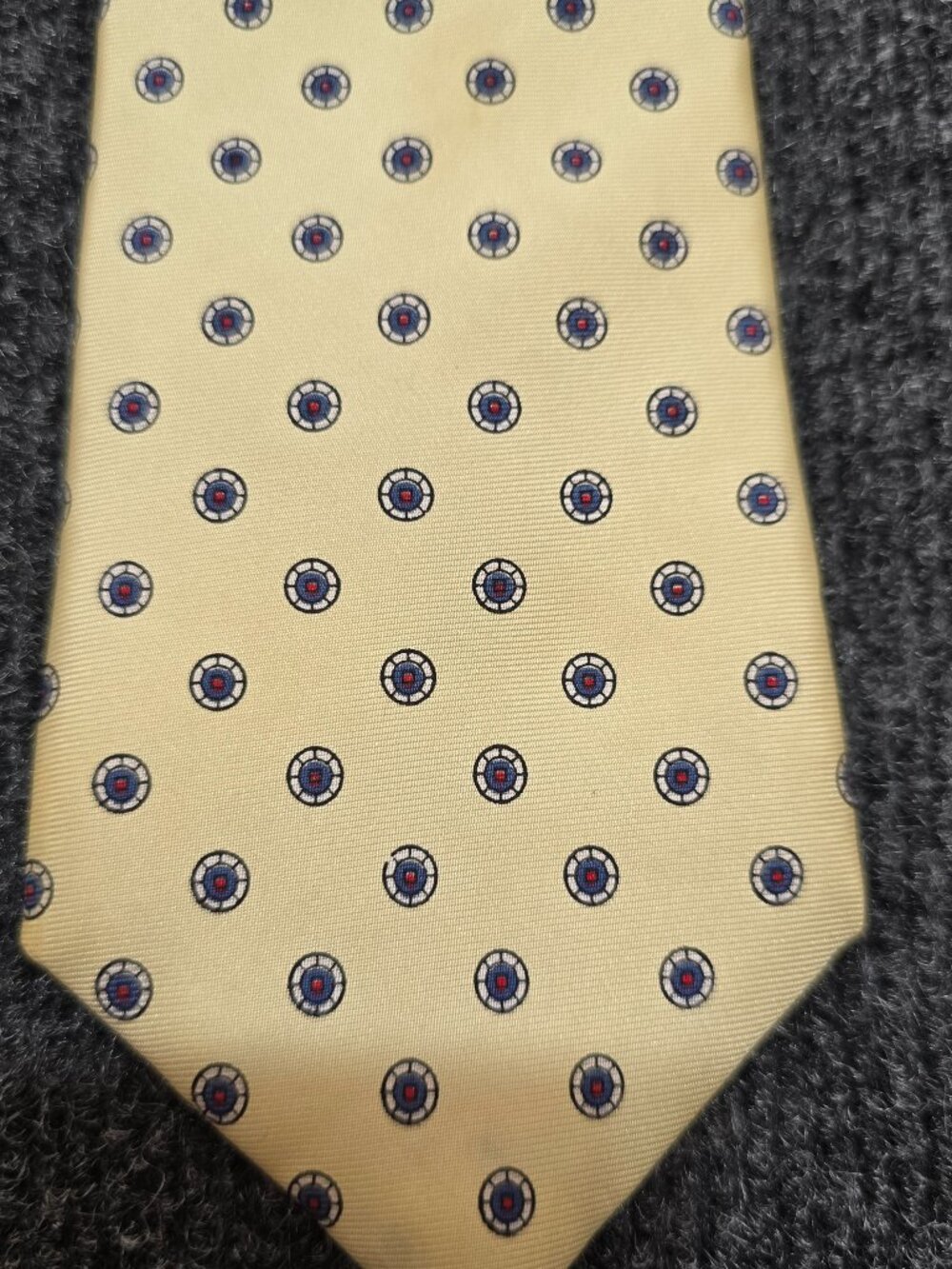 English Leather Cravats Men’s Silk Necktie Yellow Blue Red Geometric Pattern All